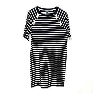 Lauren Ralph Lauren Short Sleeve Striped Dress - Navy/Cream M
